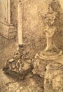 Still Life with a Candlestick,a carafe,and a glass